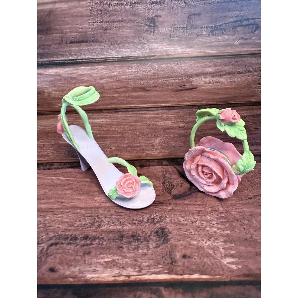 Avon Fine Collectibles All Dressed Up Miniature Shoe Rose Sandal & Purse Decor